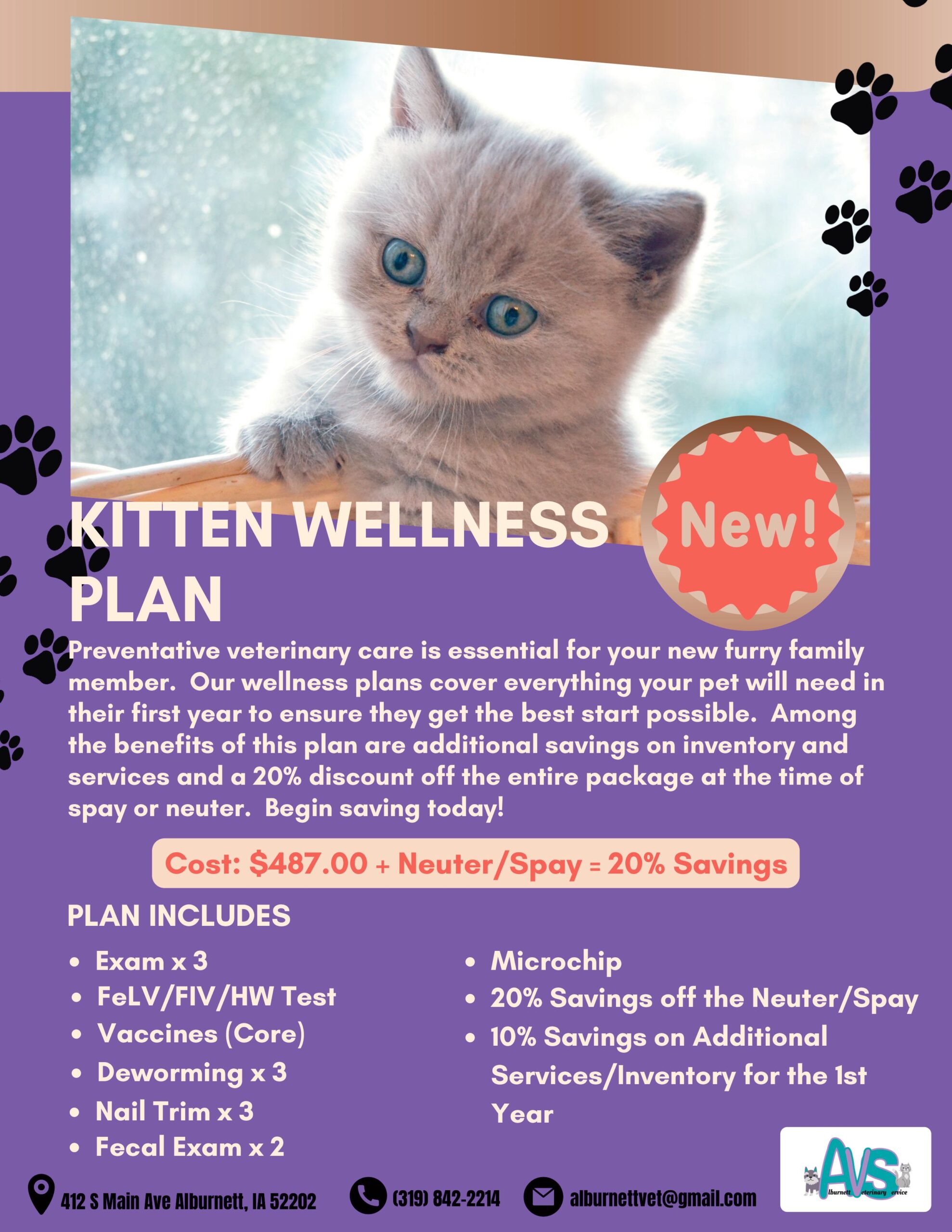 Puppy And Kitten Care Packages In IA AVS